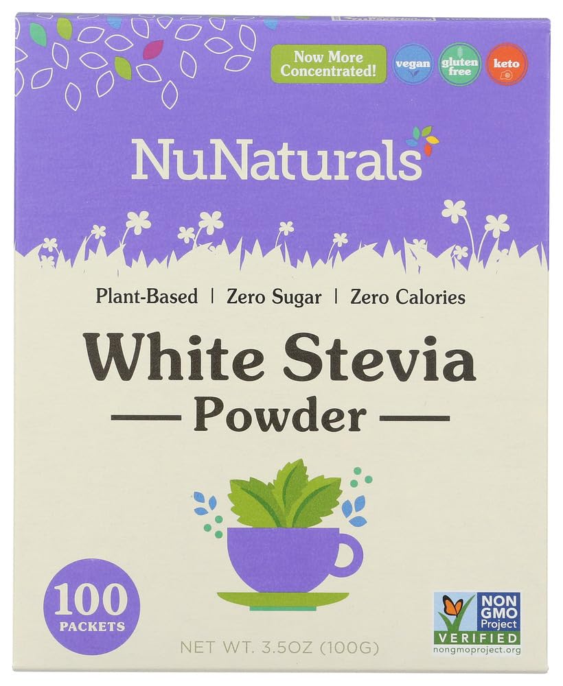 Nunaturals NuStevia White Stevia Powder, 100 Packets