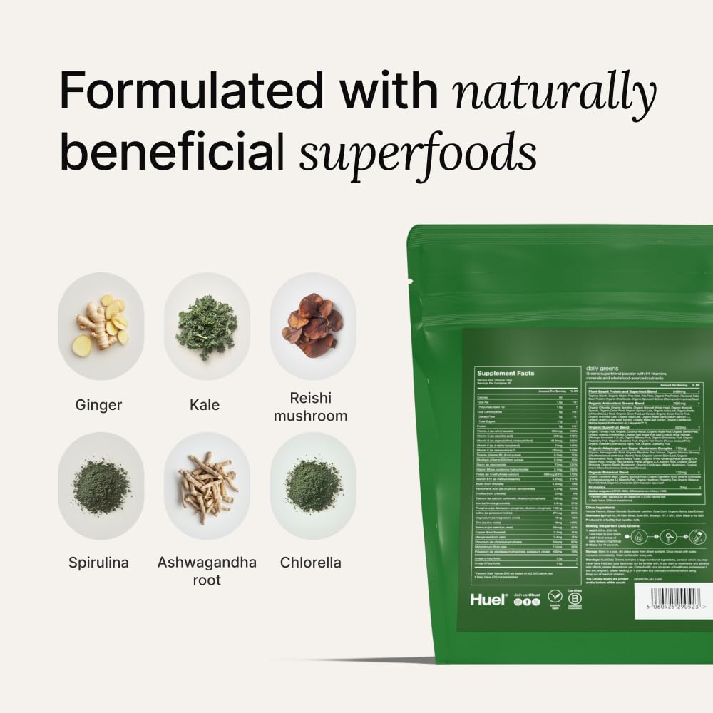 Huel Daily Greens Powder Lemon & Ginger, 30 Servings