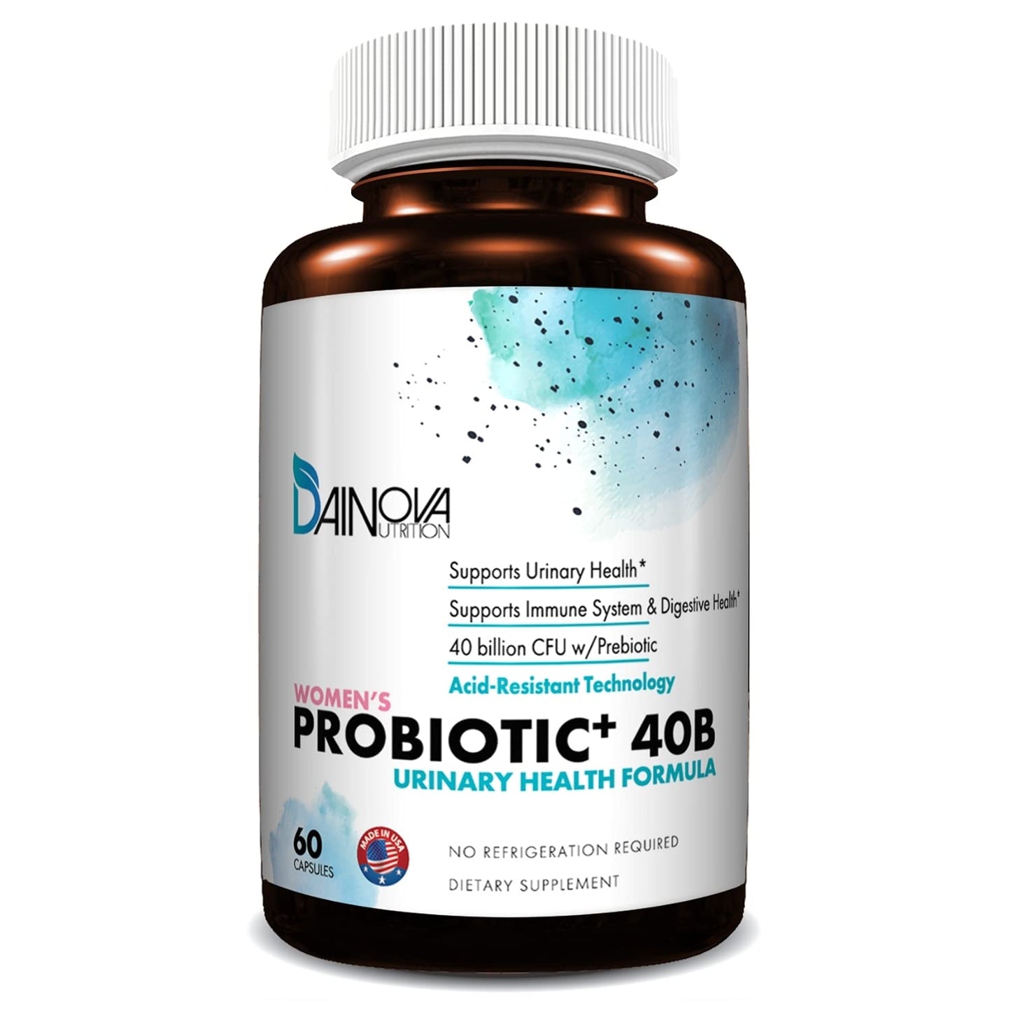 Dainova Nutrition Probiotics for Women Vaginal Health, Urinary Tract Health & Yeast Infection, 40 Billion CFU with Prebiotics, 60 Capsules
