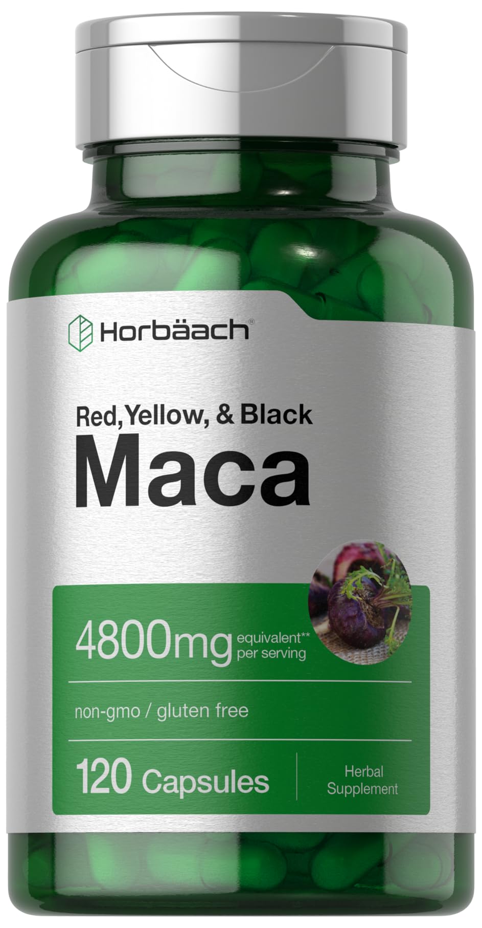 Horbäach Maca Root Capsules, 120 Count