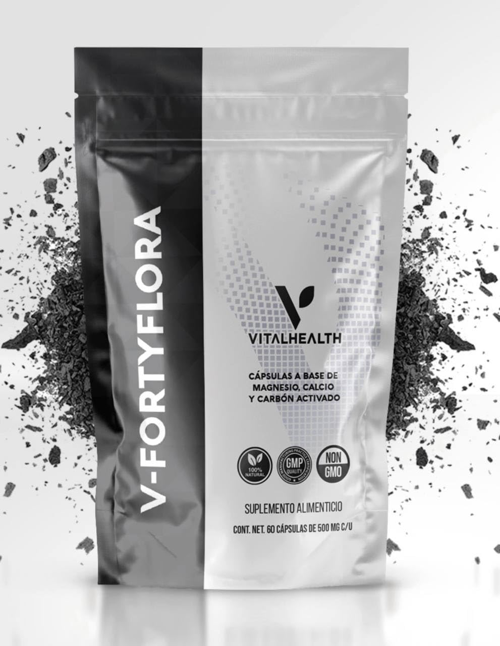 Generic V-Fortyflora Magnesium Calcium Activated Charcoal Supplement 60 Capsules