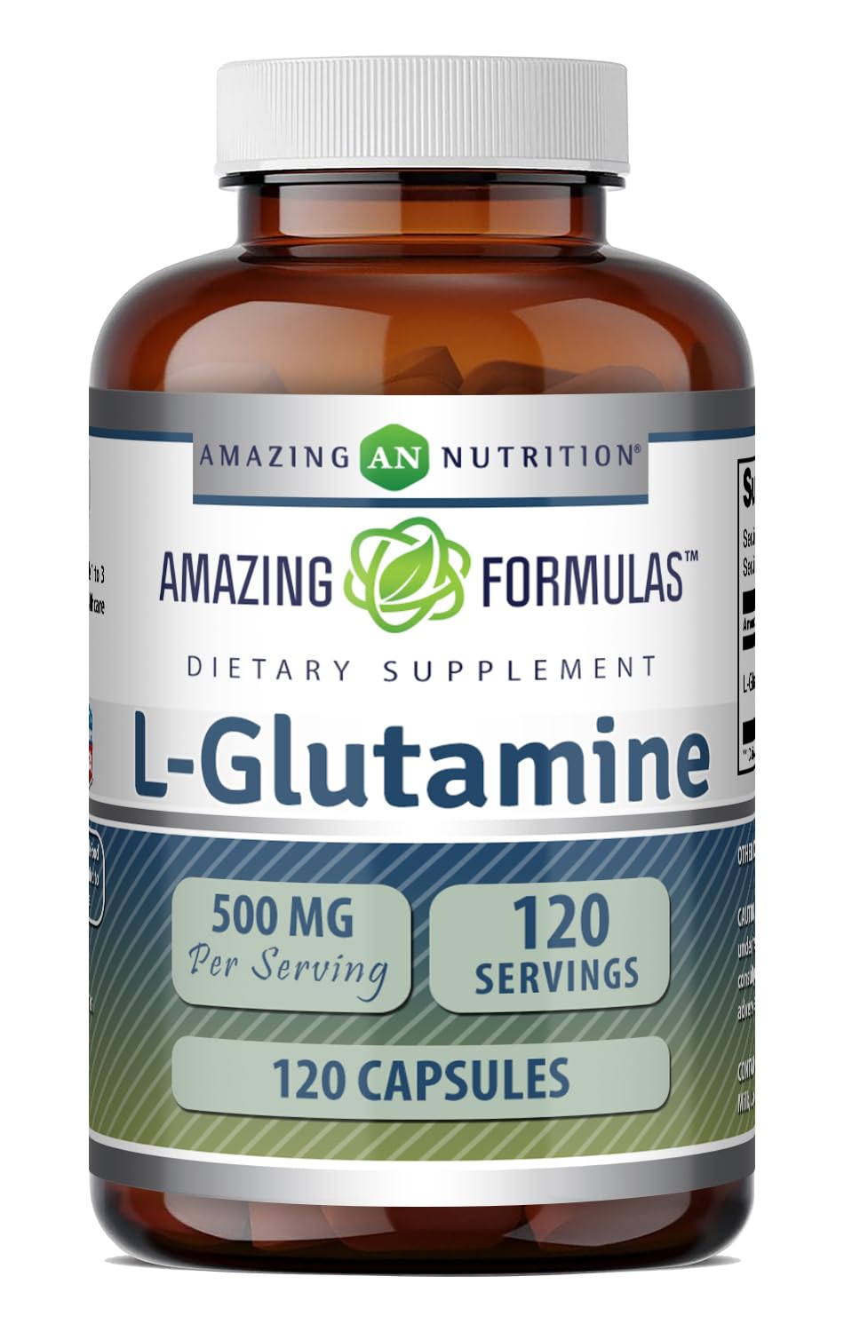 Amazing Nutrition L-Glutamine Amino Acid Supplement Capsule 120 Count