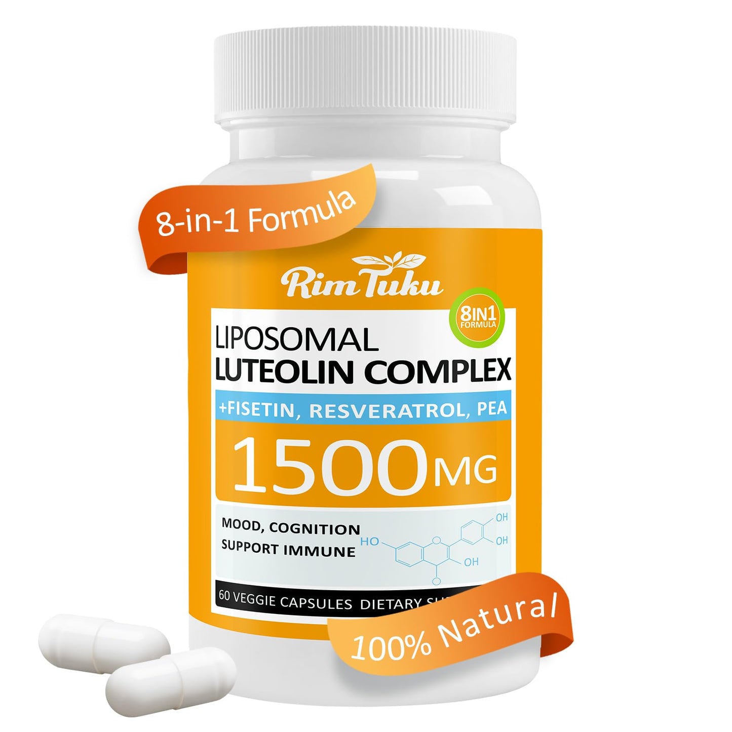 RimTuku Liposomal Luteolin Supplement 1500mg Capsule, 60 Count