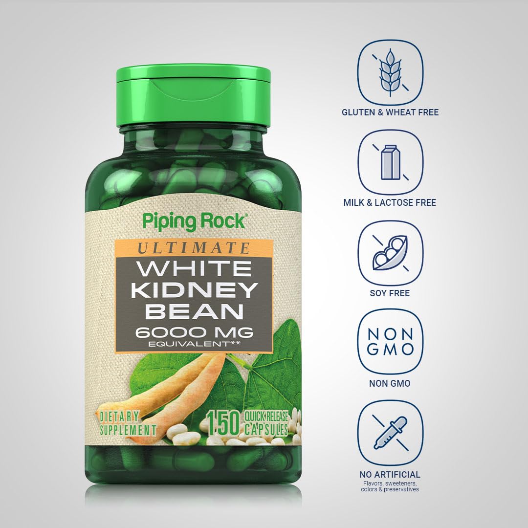 Piping Rock White Kidney Bean Extract Capsules, 150 Count