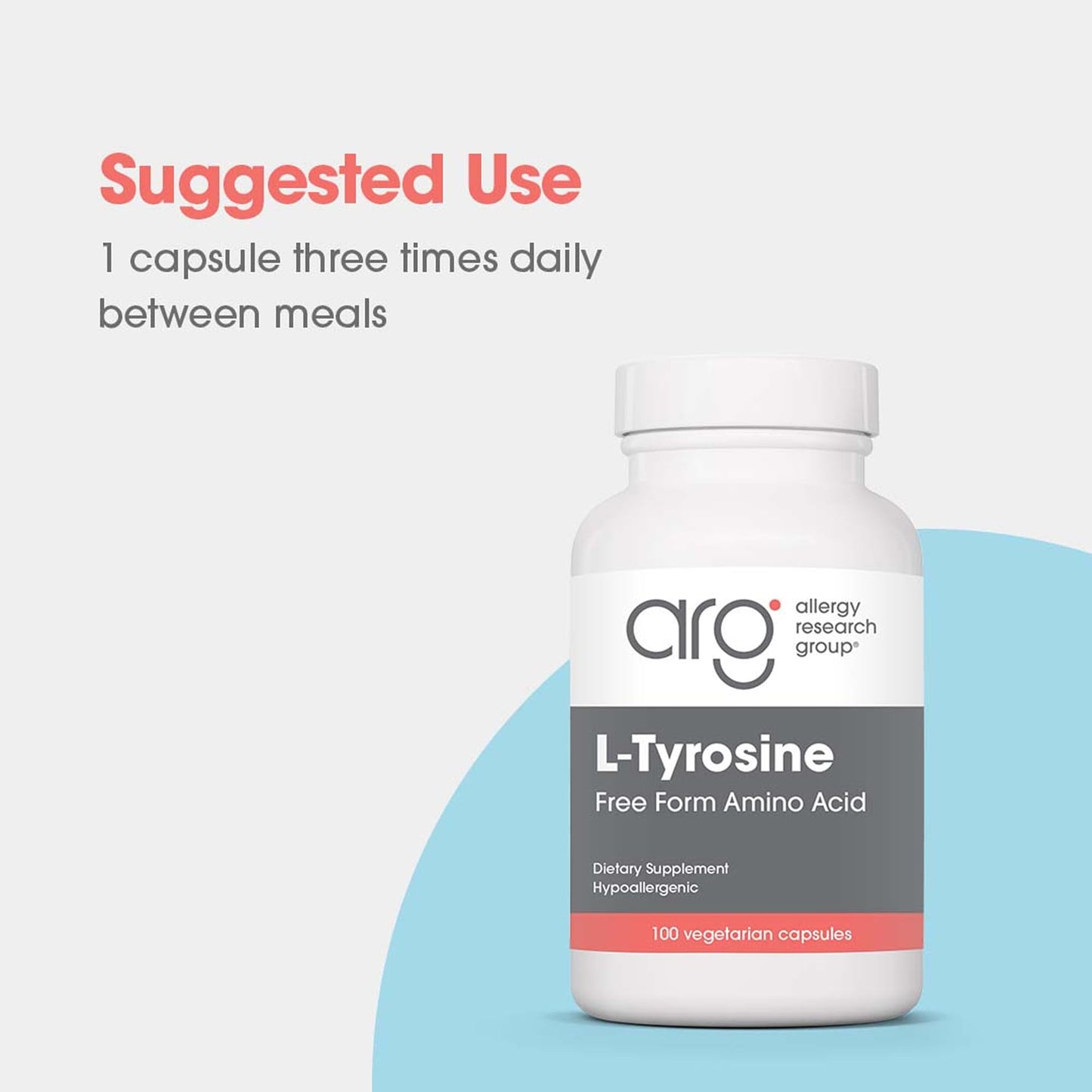 Allergy Research Group L-Tyrosine 500 mg Free Form Amino Acid Capsules, 100 Count