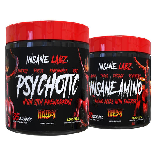 Insane Labz Hellboy Bundle, Psychotic Hellboy Pre Workout and Insane Amino BCAA Powder 16.1