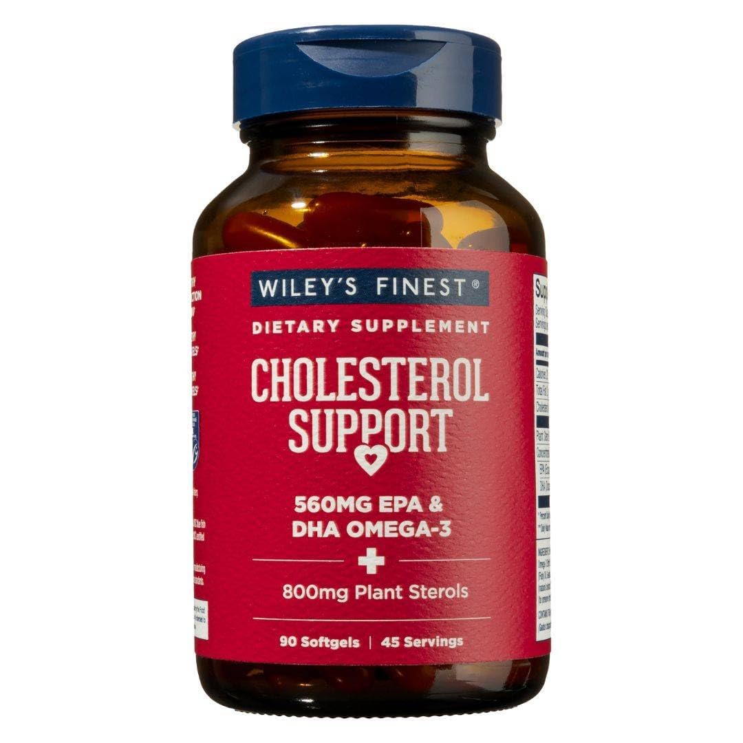 Wiley's Finest Wild Alaskan Fish Oil Cholesterol Support - Heart Health Softgels, 90 Count