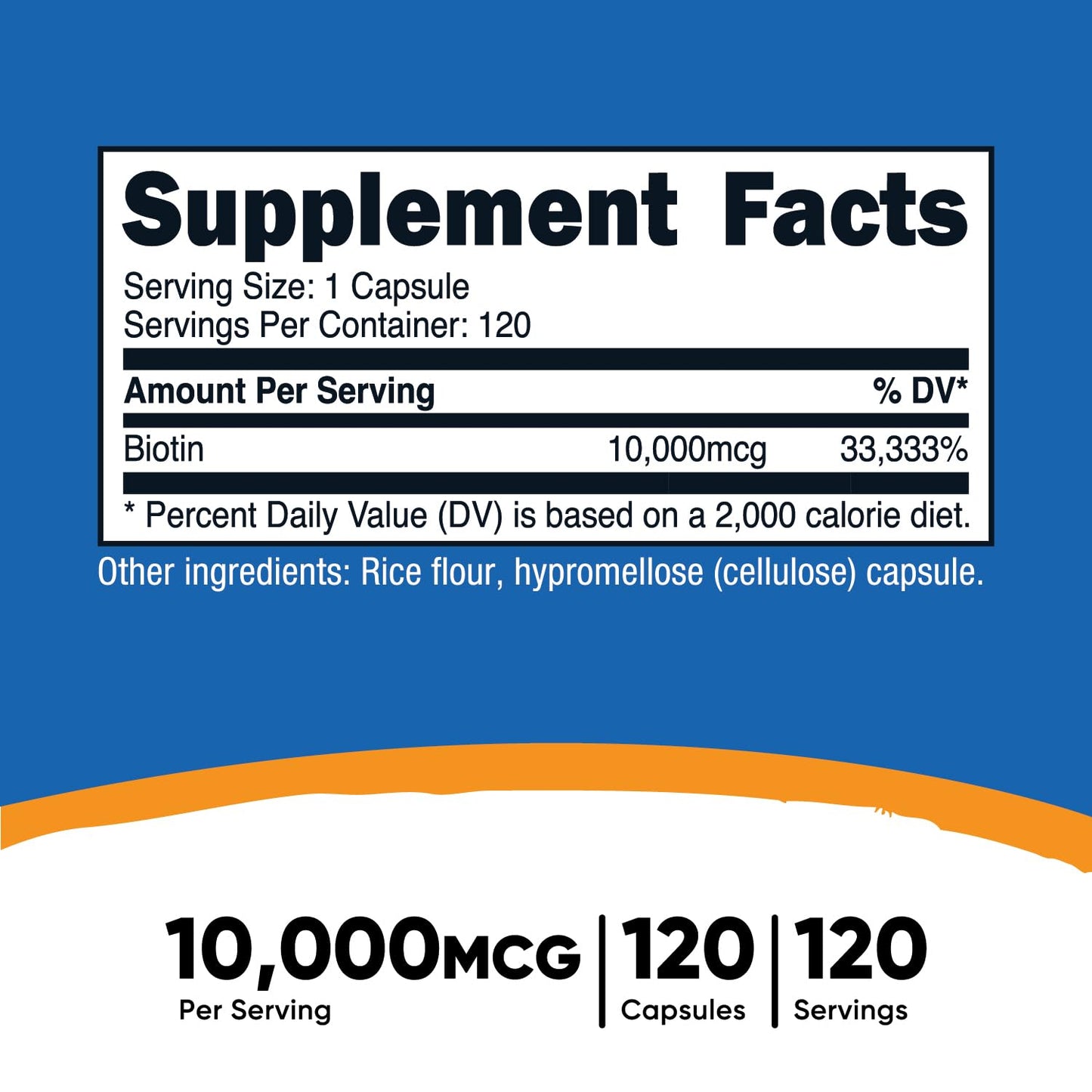 Nutricost Biotin (Vitamin B7) 10,000mcg Capsule, 120 Capsules