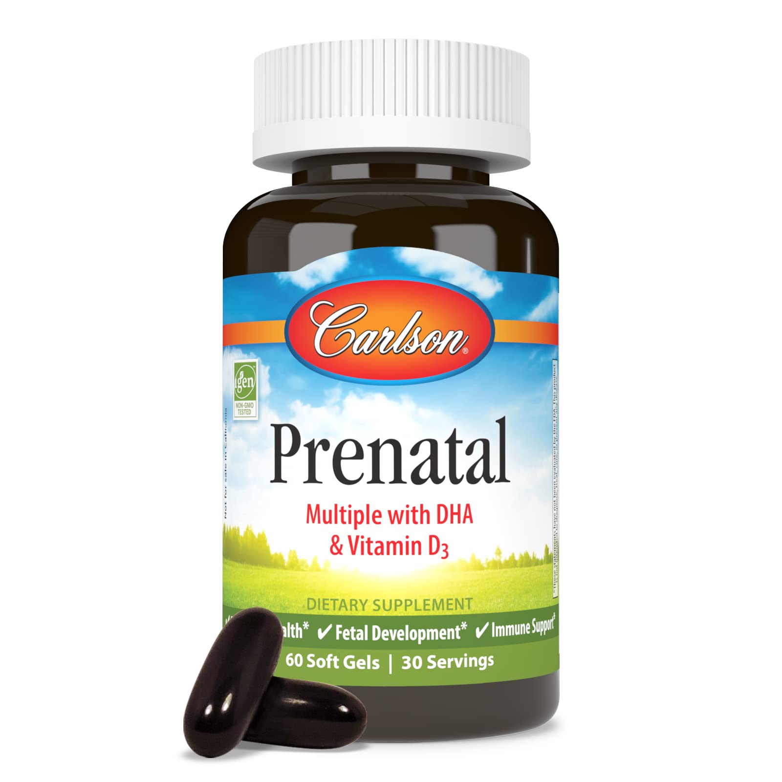 Carlson Prenatal Multiple with DHA & Vitamin D3 Softgel, 60 Count