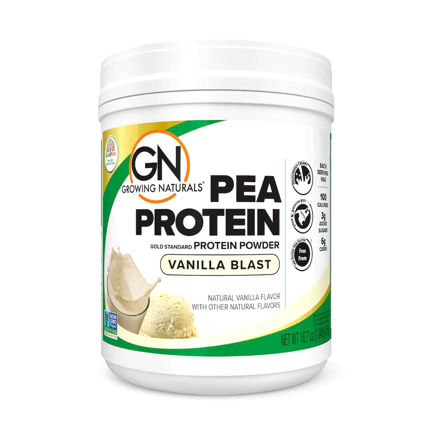 Growing Naturals Raw Pea Protein Powder, Vanilla Blast, 16.7 oz