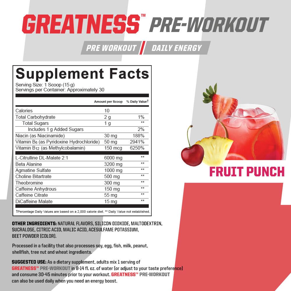 Undefined Nutrition Greatness Pre-Workout Powder 15.9 oz