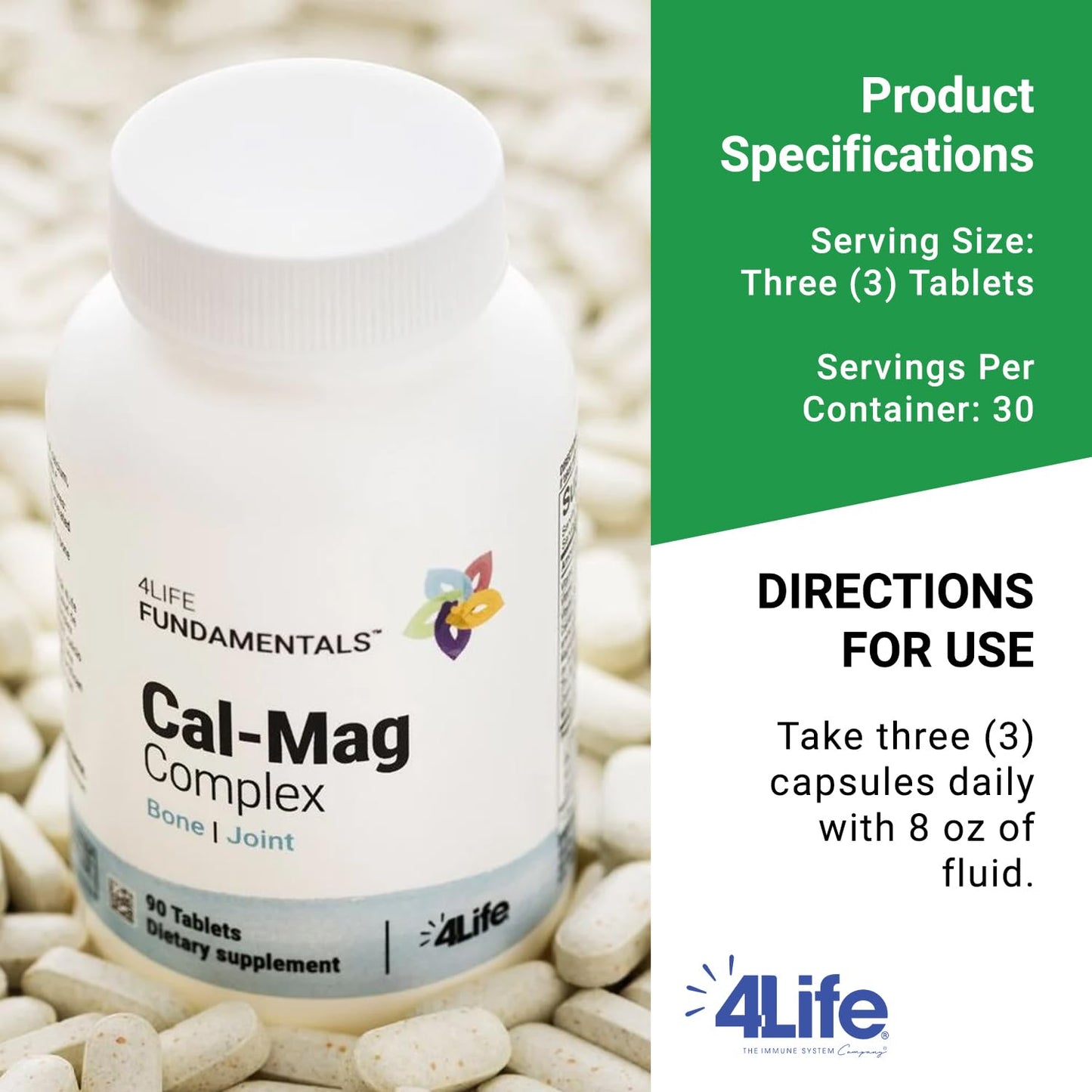 4Life Cal-Mag Complex Bone Support with Calcium Magnesium Tablets 90
