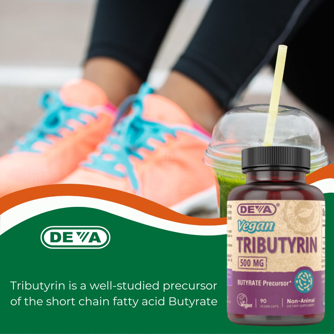 DEVA Vegan Tributyrin Supplement 500 mg Capsules, 90 Count