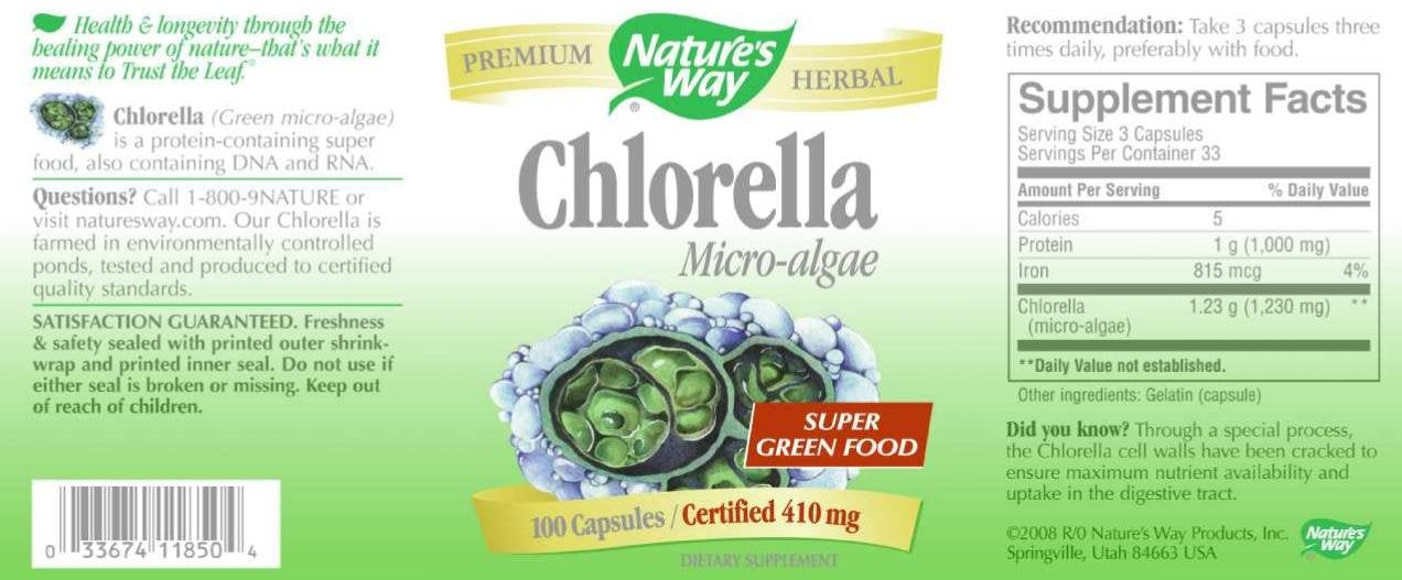 Nature's Way Chlorella Capsules 2.4 Ounces