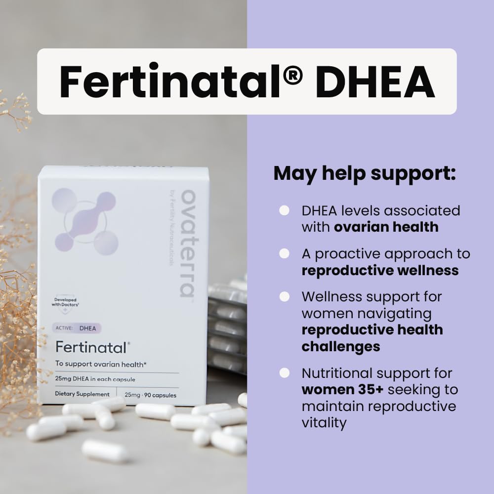 Fertinatal Micronized DHEA Female Natural Plant-Based Fertility Supplement Capsules, 84 Count