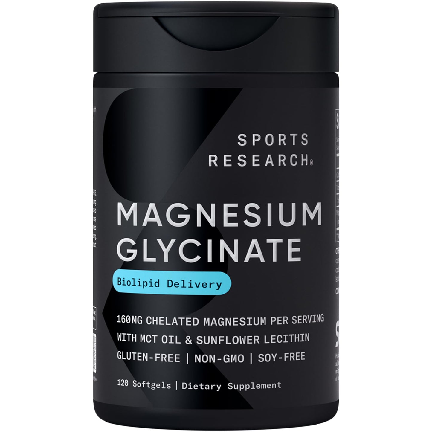 Sports Research Magnesium Glycinate with Coconut MCT Oil Softgels 120