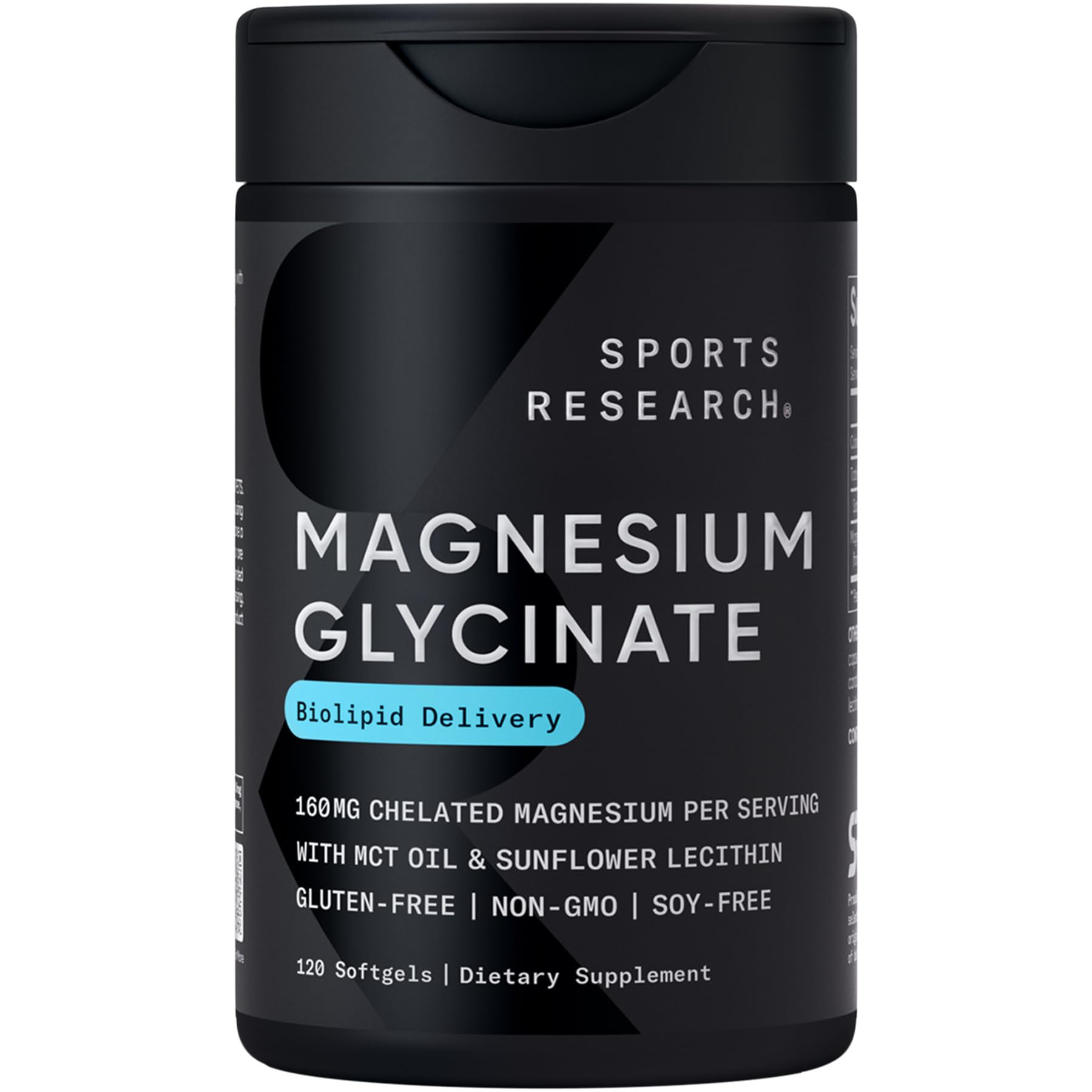 Sports Research Magnesium Glycinate with Coconut MCT Oil Softgels 120
