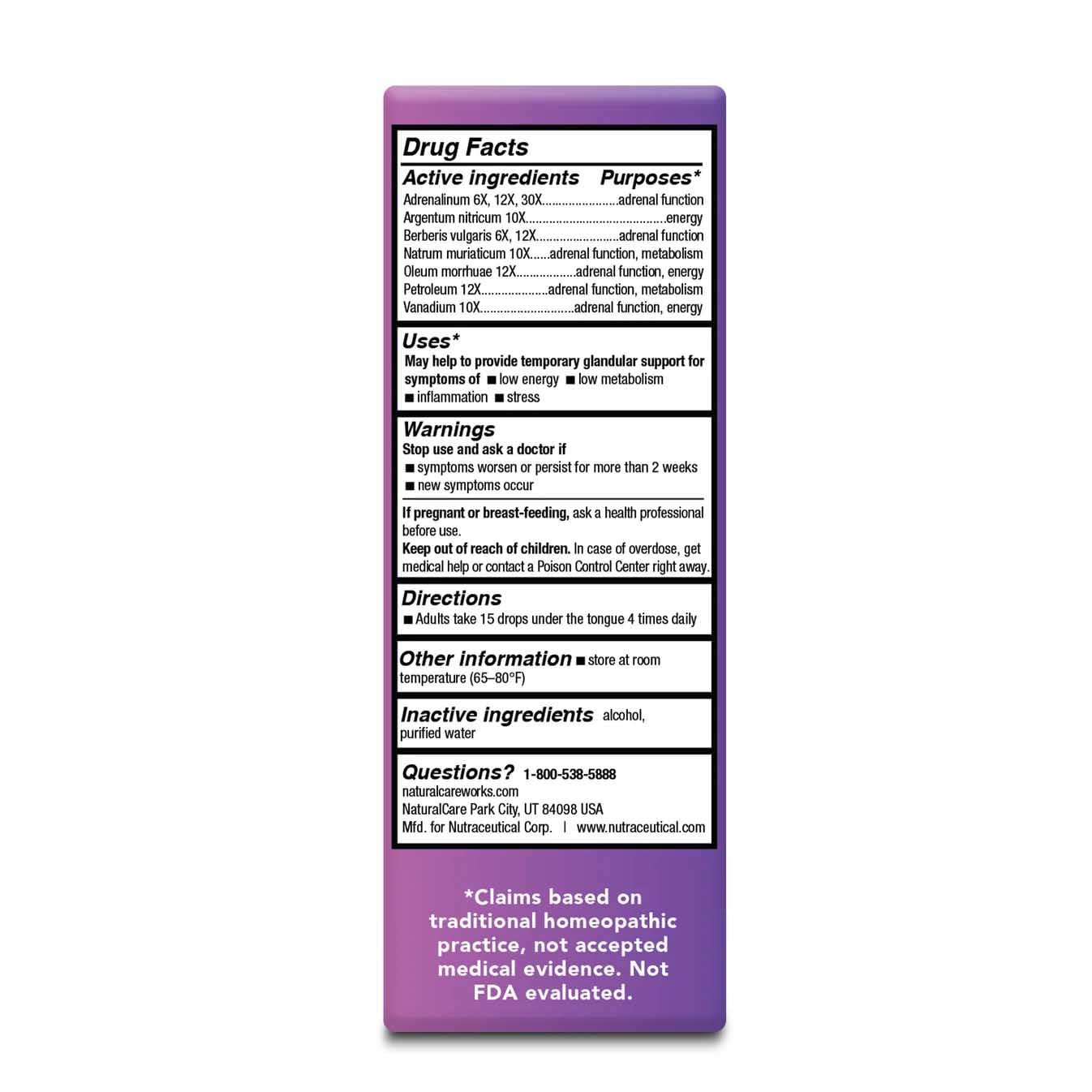 Natra-Bio NaturalCare Adrenal Support Tablets 60 Count