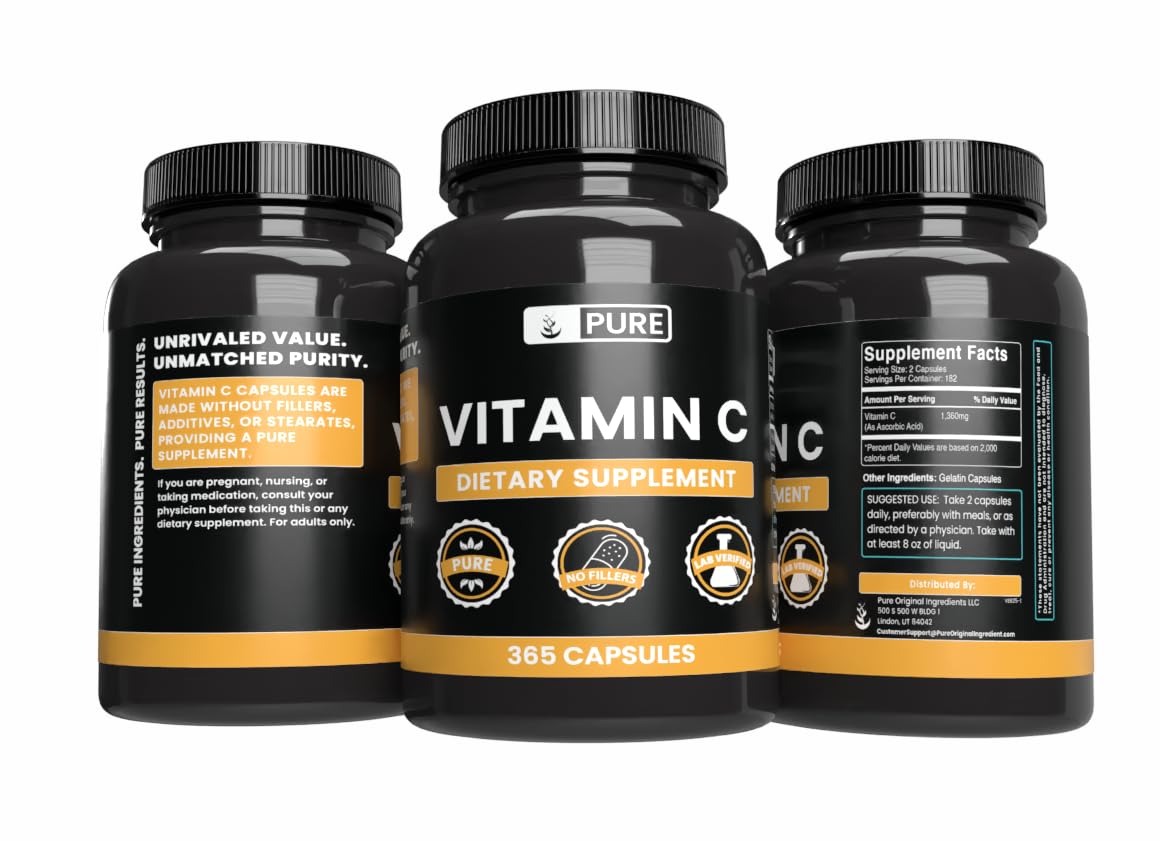 PURE ORIGINAL INGREDIENTS Vitamin C Capsule 365 Capsules
