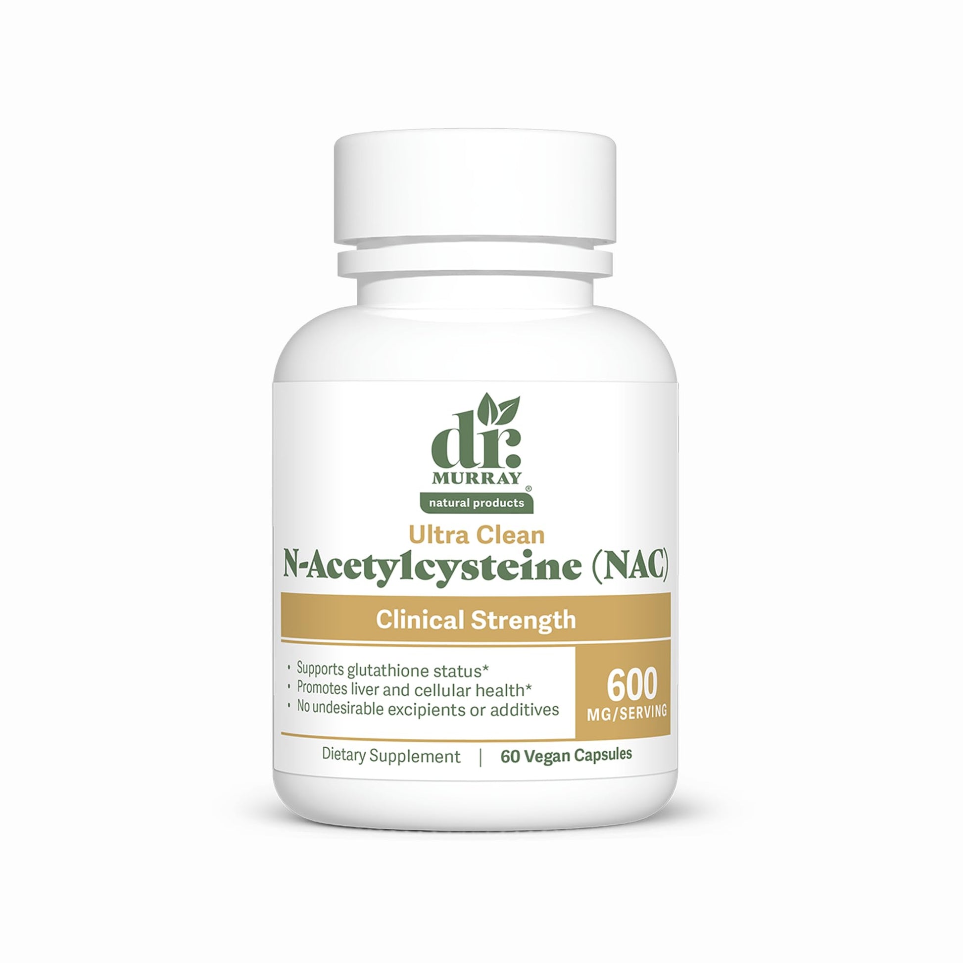 Dr. Murray Natural Products Ultra Clean N-Acetylcysteine NAC Supplement 600 mg - Respiratory & Liver Support, 60 Capsules
