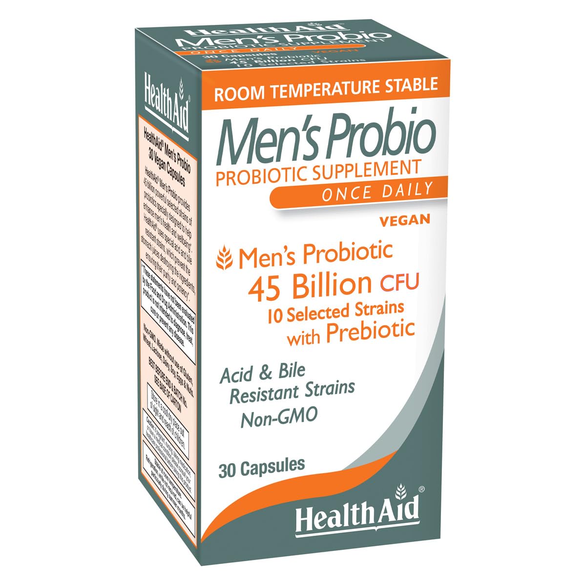 HealthAid Men’s Probiotic 45 Billion CFU – 10 Strains with Prebiotic – 30 Capsules