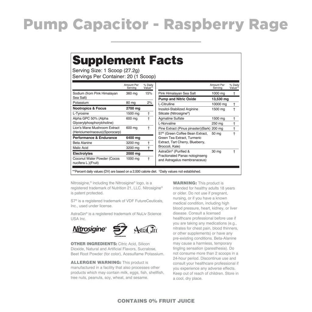 Nutrithority Pump Capacitor Non-Stimulant Sugar-Free Pre Workout Powder 19