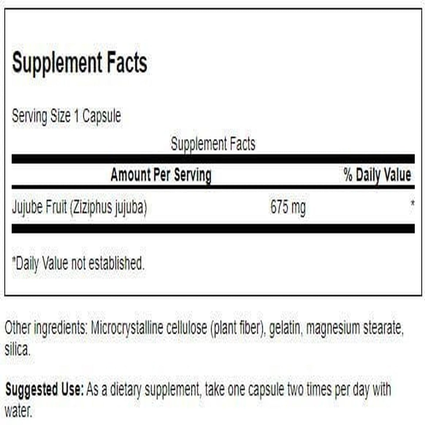 Swanson Jujube Fruit Full Spectrum Herbal Supplement Promoting a Calm & Relaxed Mind Natural Formula Supporting Stress & Support, Capsules, 60