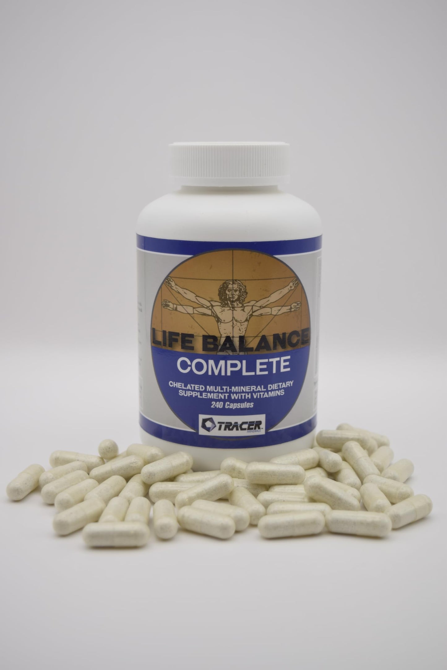 Tracer Minerals Life Balance Complete Chelated Multi-Mineral Dietary Supplement with Vitamins and Real Amino Acid Chelated Trace Minerals, Made in the USA, 240 Capsules