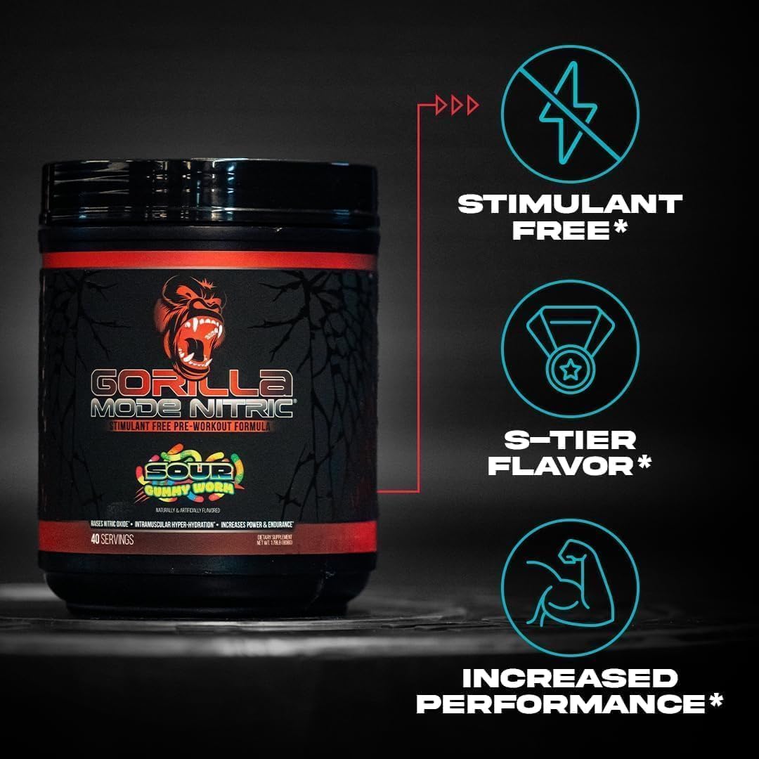 Gorilla Mind Gorilla Mode Nitric Upgraded Stimulant Free Pre-Workout Powder 780 Grams