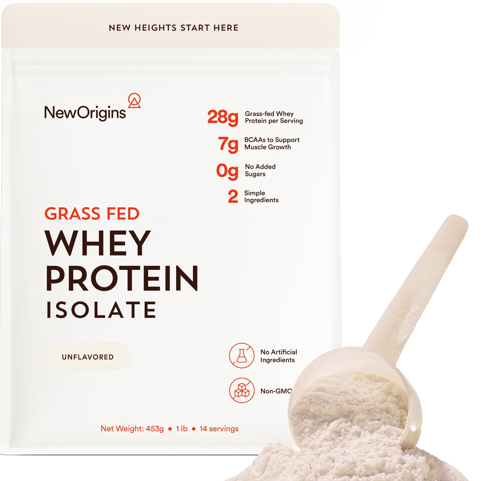 New Origins European Grass Fed Whey Protein Isolate Powder, 16 Servings