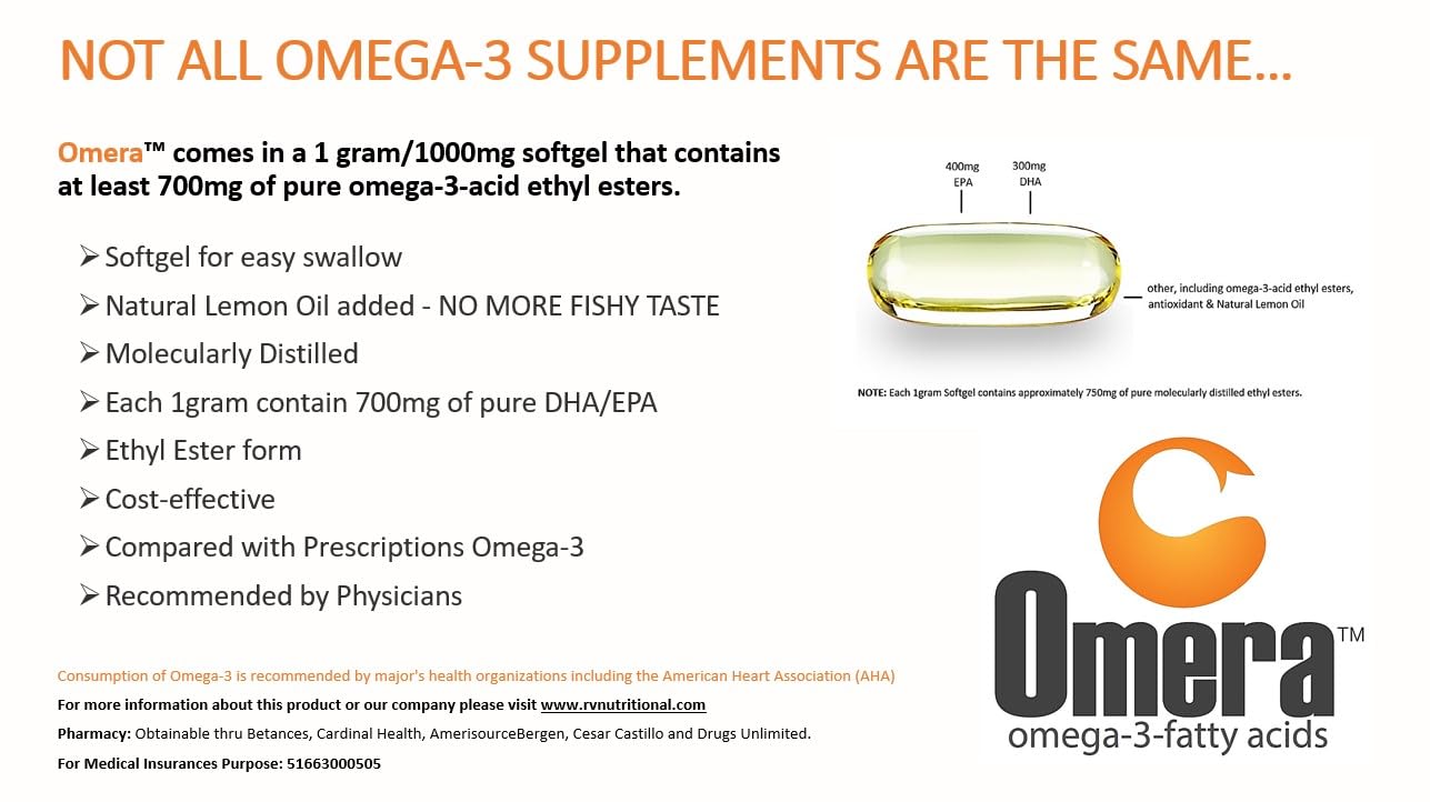 Omera Omega-3 Fish Oil 1000mg Softgels, 120 Softgels