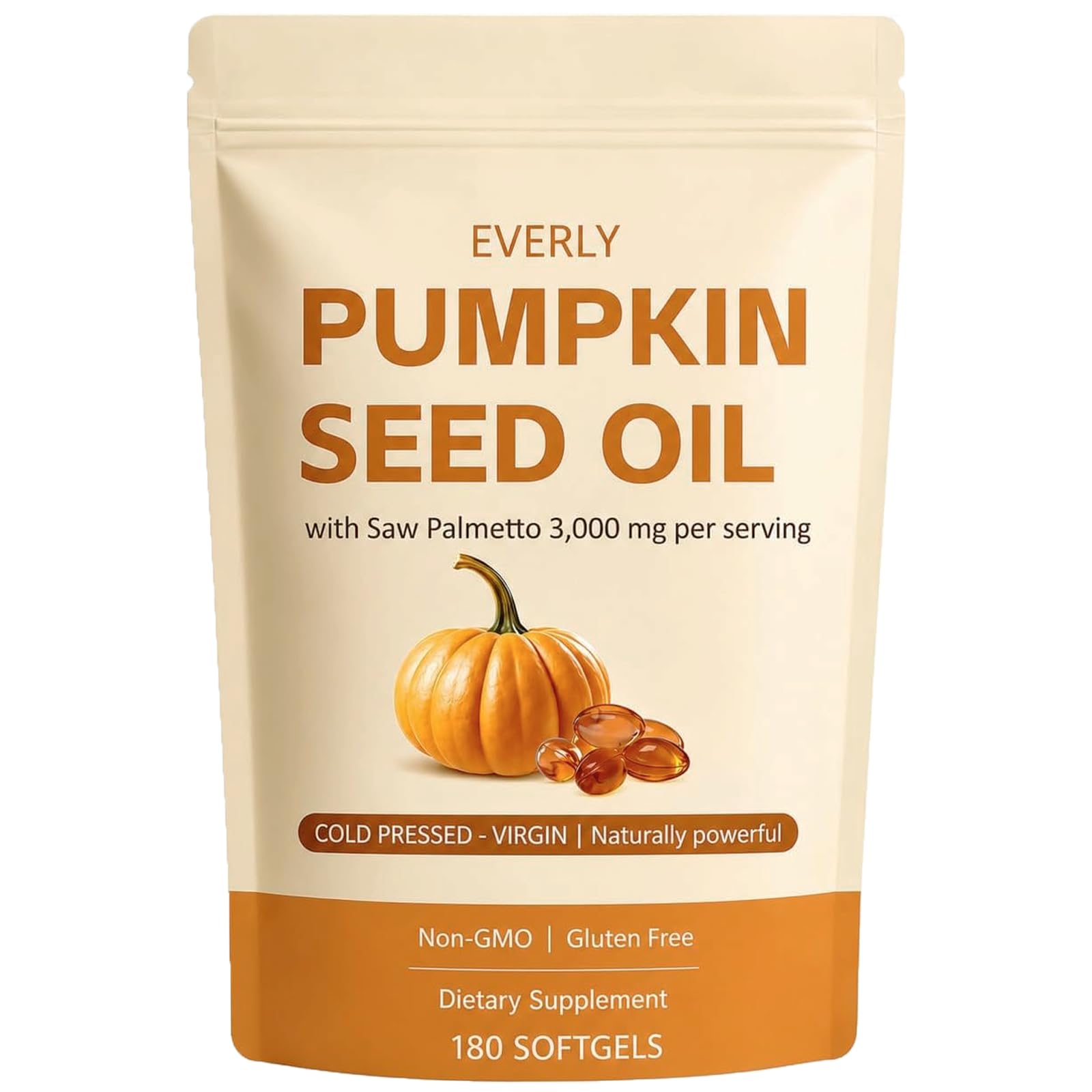 Metabolae Everly Pumpkin Seed Oil with Saw Palmetto Softgel, 180 Count