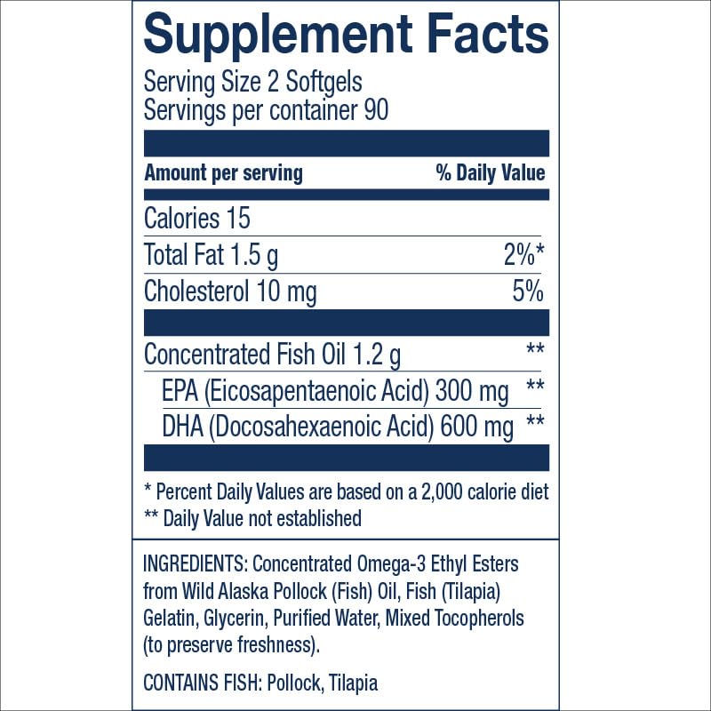 Wiley's Finest Wild Alaskan Fish Oil Prenatal DHA - 900mg EPA and DHA Omega-3s for Pregnant Women and Nursing Mothers Softgels - 180 Count