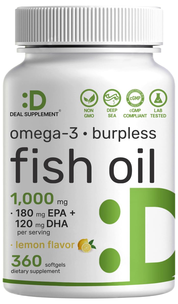 DEAL SUPPLEMENT Omega-3 Fish Oil Burpless Formula Softgels, 360 Count