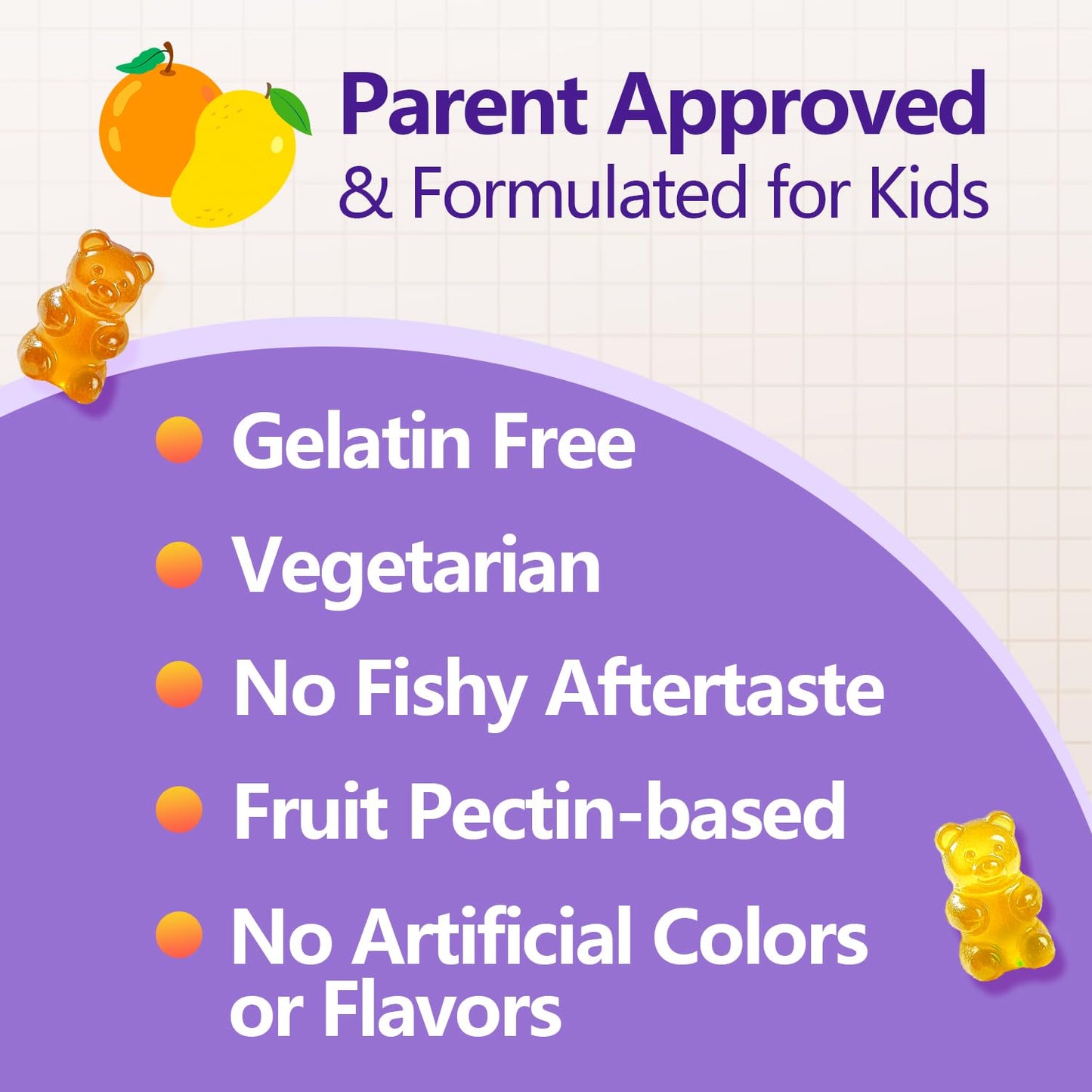 Crasye Omega 3 Gummies for Kids & Teens - Sugar Free Omega DHA & EPA Supplement Gummy for Children Brain and Immunity - No Fish Burps, Vegan, 120 Gummies
