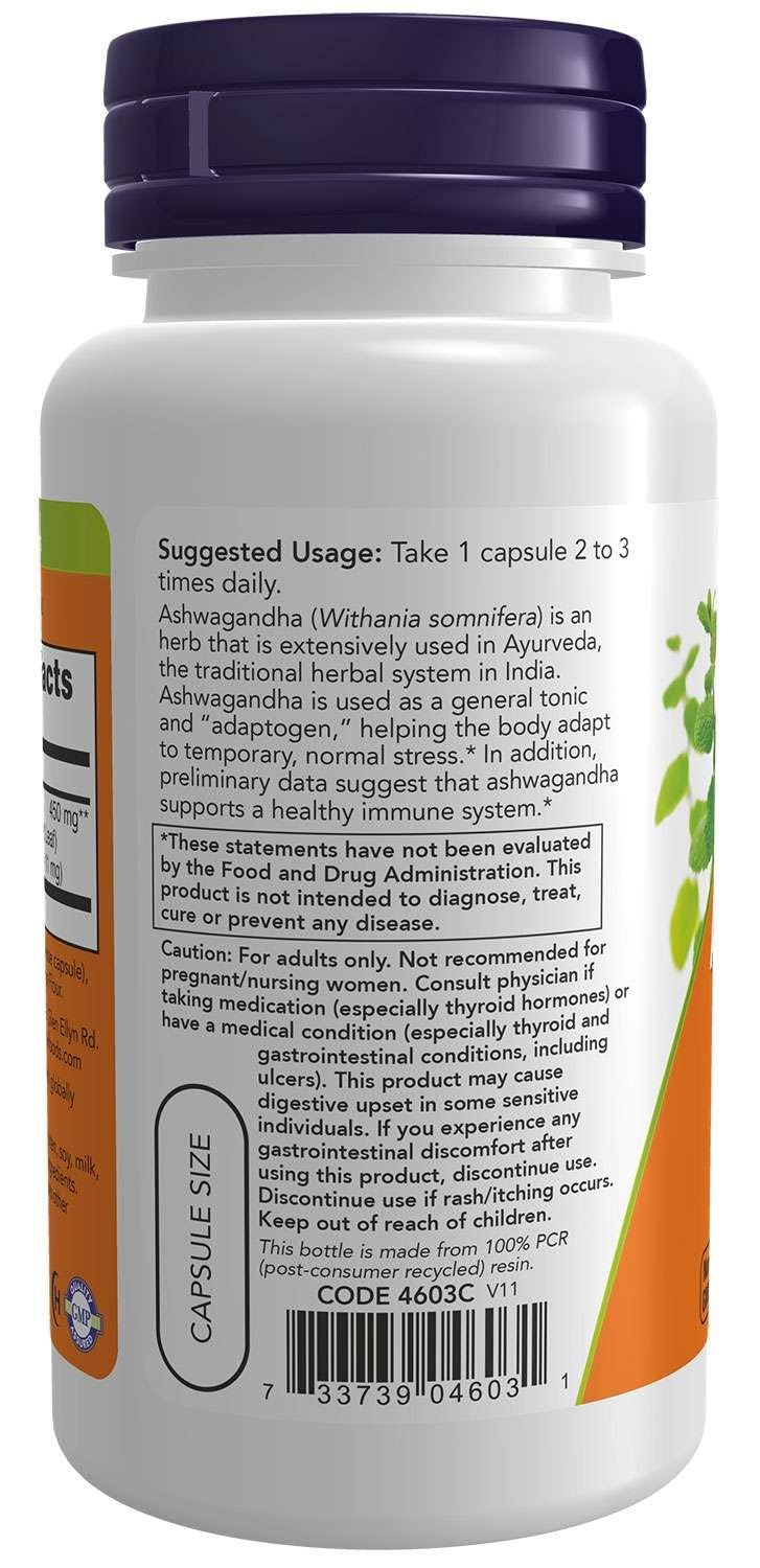NOW Foods Ashwagandha Extract 450mg Capsules 90 Count