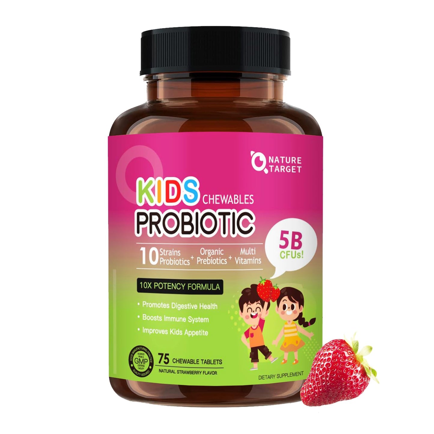 NATURE TARGET Kids Probiotic 5 Billion CFUs Tablet 75 Count