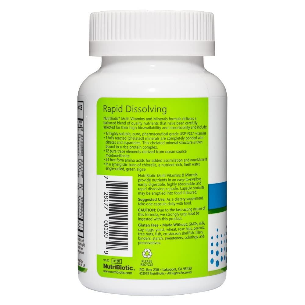 NutriBiotic Multi Vitamins & Minerals Capsules, 90 Count