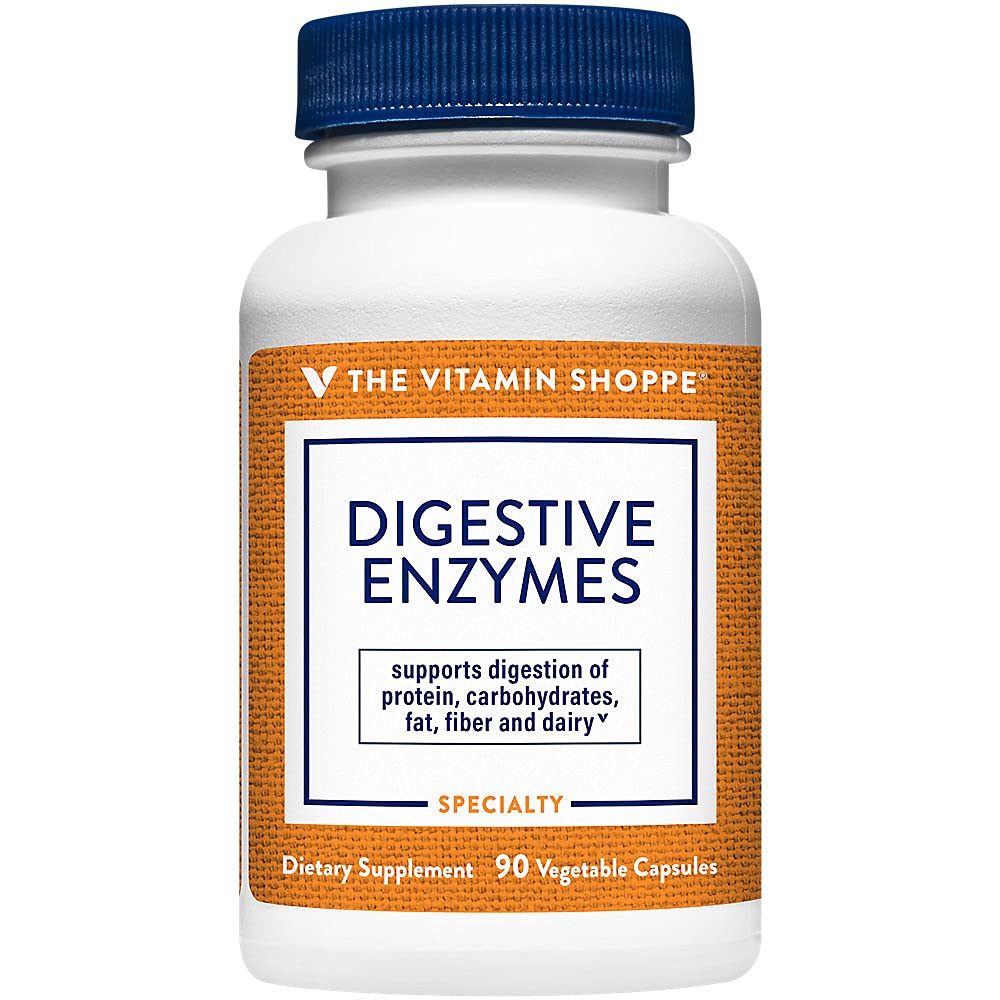 The Vitamin Shoppe Digestive Enzymes - Complete Digestive Support & Bloating Relief Plant-Based Multi-Enzyme Vegetarian Capsules 90 Count