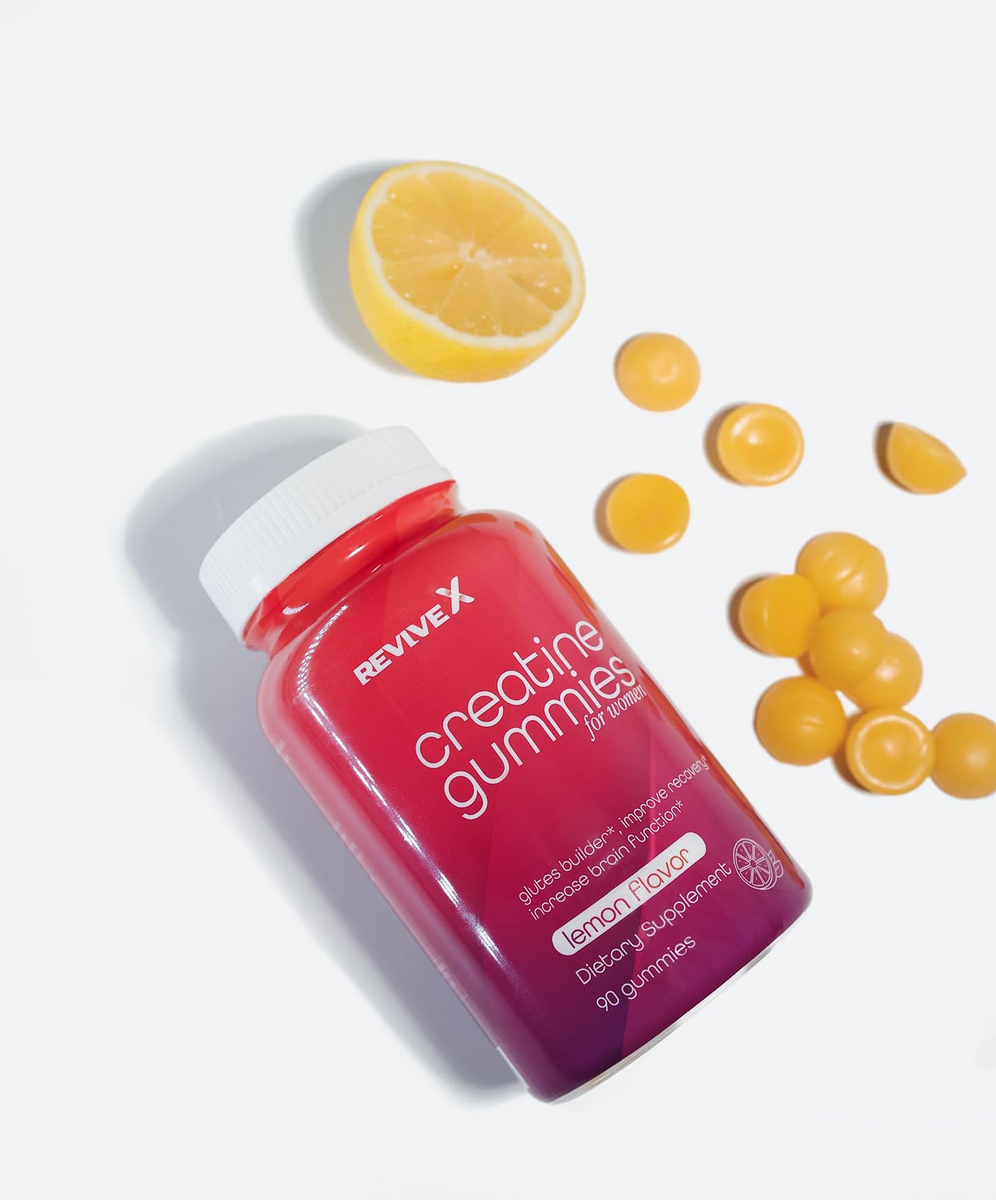 Revive X Glute Gummies Creatine Monohydrate 3G Lemon Drop, 90 Count