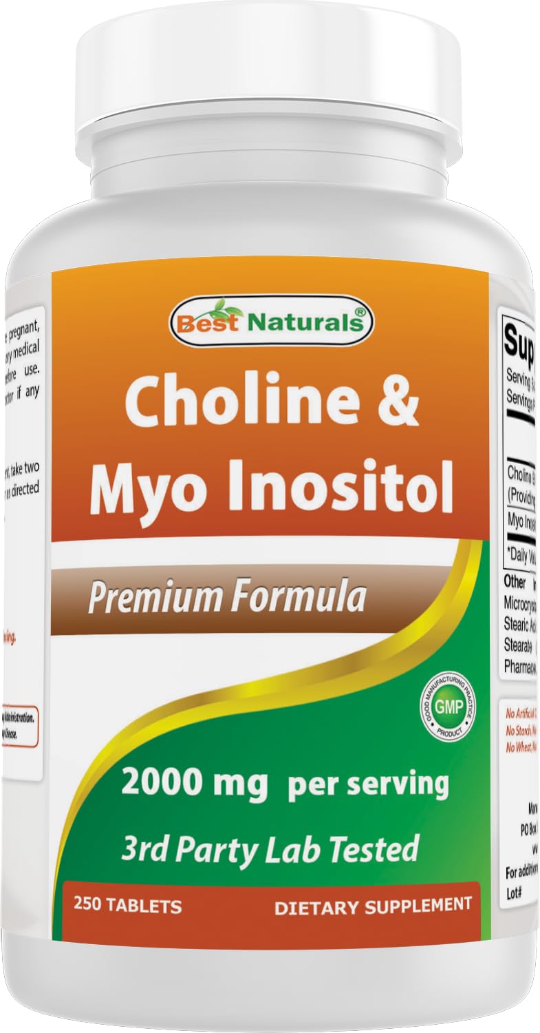 Best Naturals Choline Inositol (Myo Inositol) 2000 mg Per Serving Tablets, 250 Count