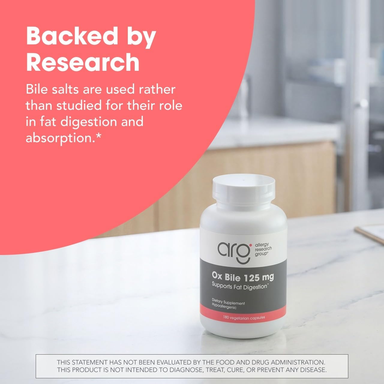 Allergy Research Group Ox Bile 125 mg Capsule 180 Count