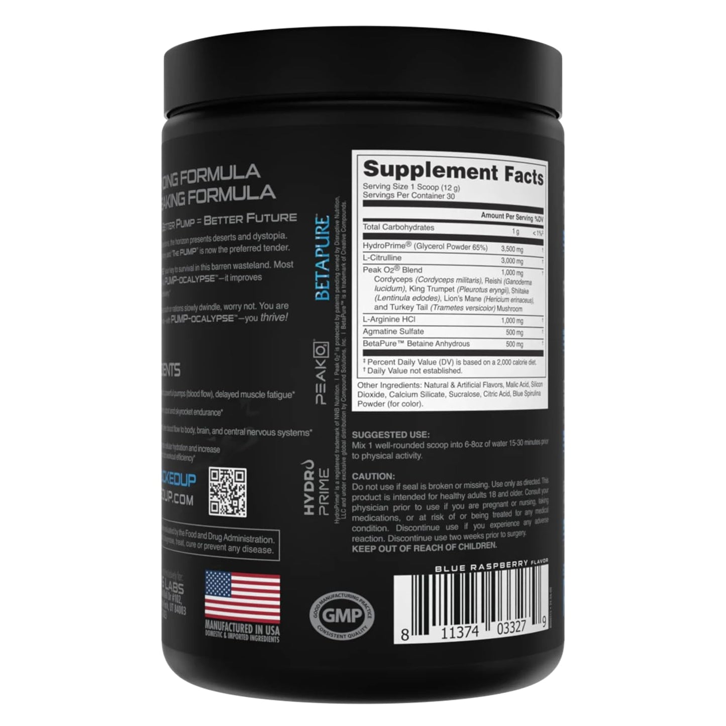 Bucked Up Pump-ocalypse Blue Raz Nitric Oxide Booster Powder 13.69 Ounce