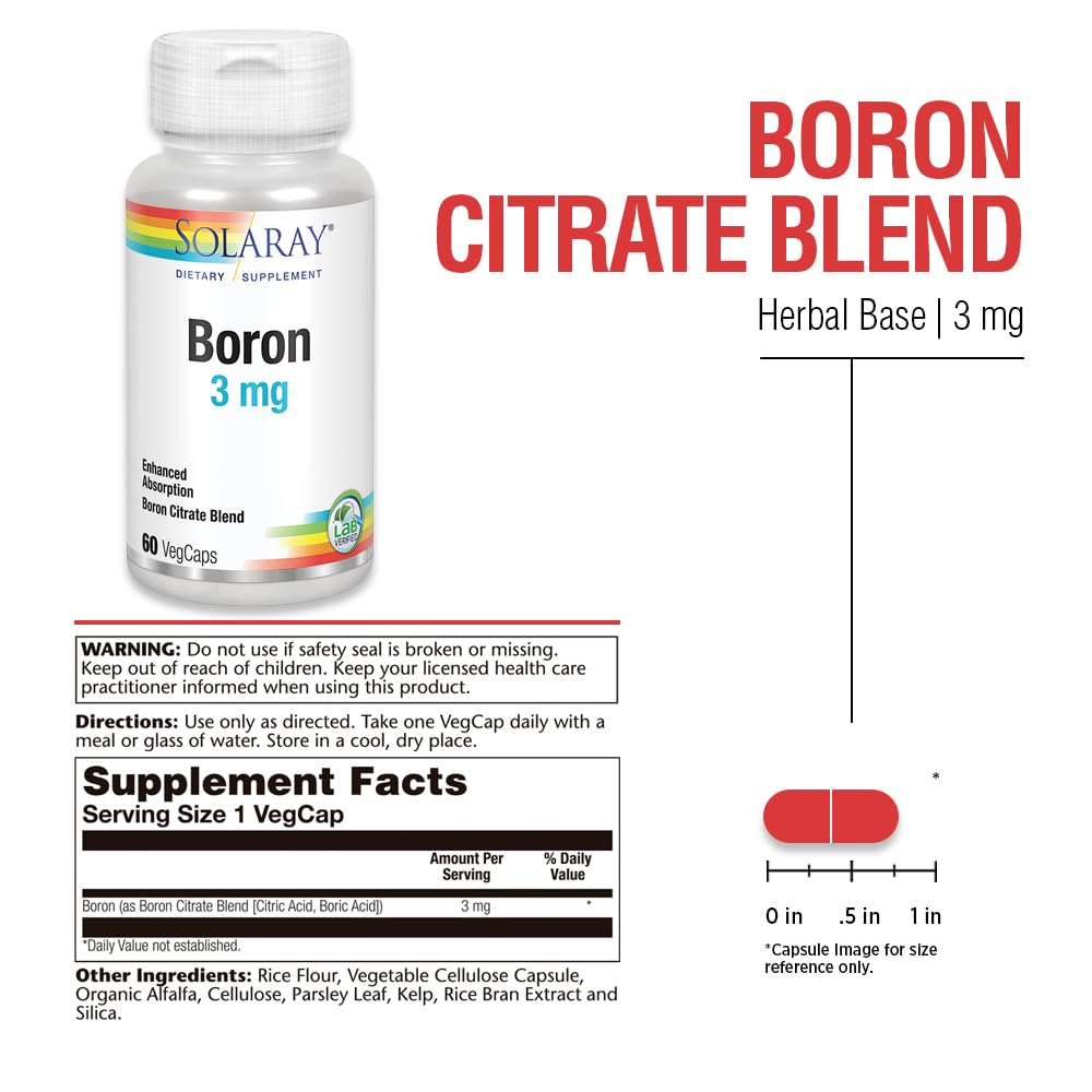 Solaray Boron Citrate 3mg Capsule, 60 VegCaps
