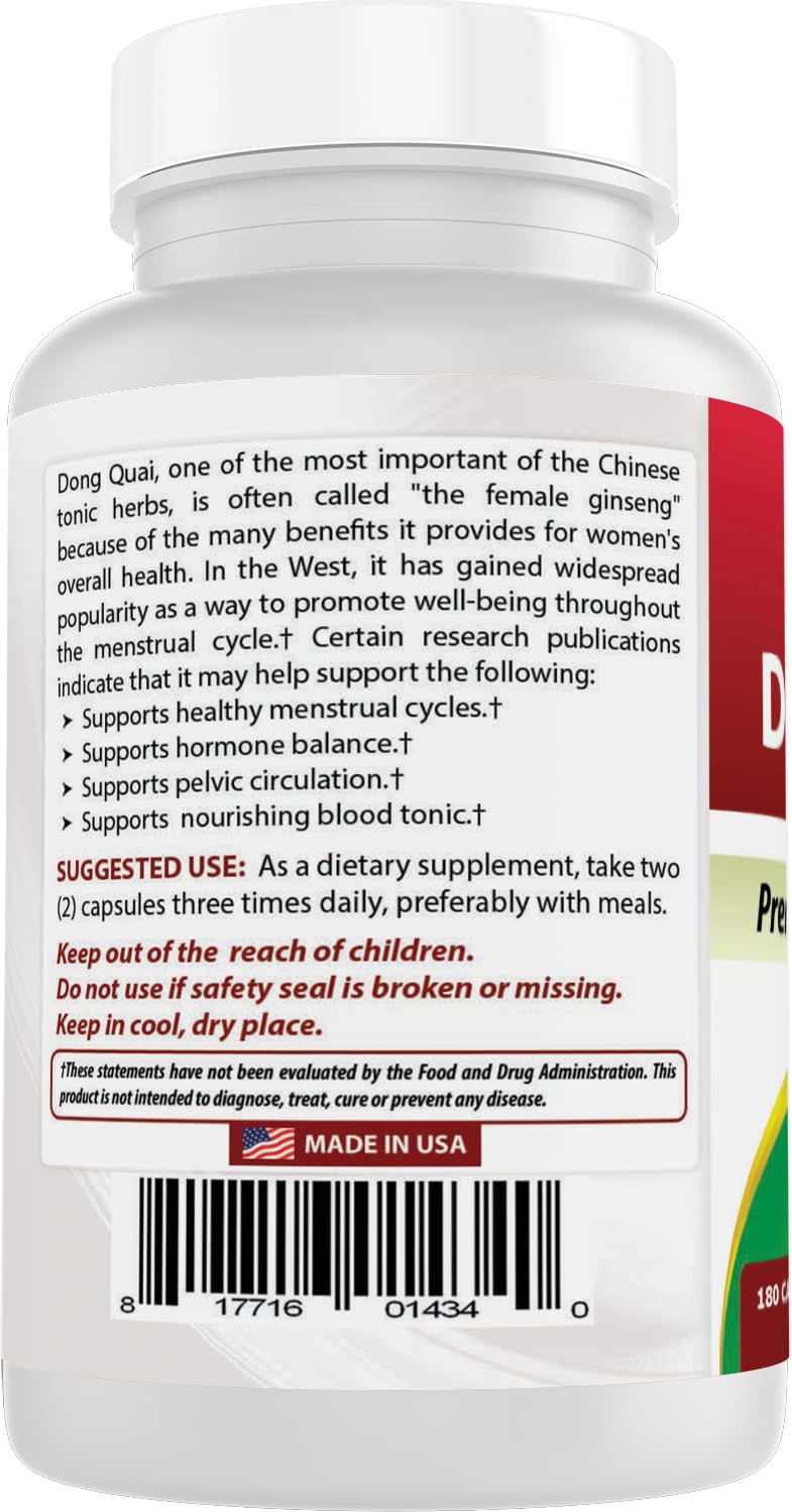 Best Naturals Dong Quai 530 mg Capsules 180 Count