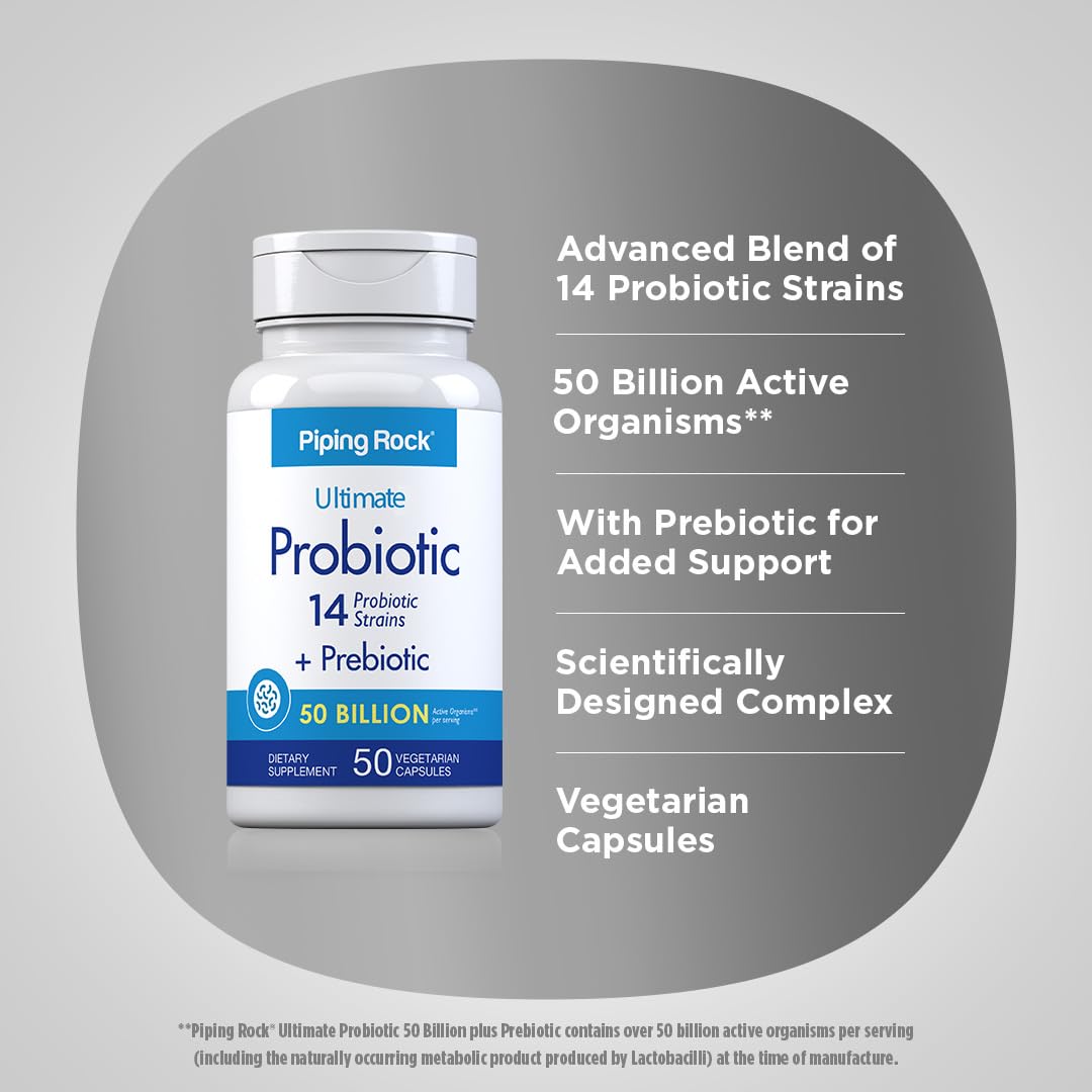 Piping Rock Probiotic for Men and Women Capsule, 50 Count