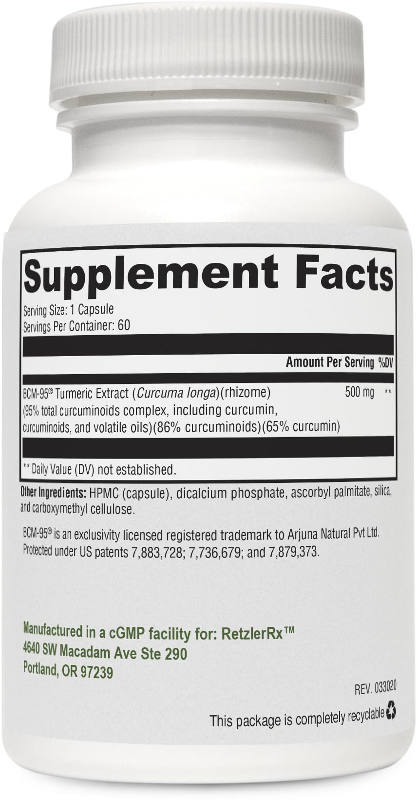 HormoneSynergy Synergy Curcumin 95 - Curcumin Complex by Dr. RetzlerRx Turmeric Curcumin Supplements with Enhanced Bioavailability - Joint Health and Brain Support Supplement Capsule, 60 Count