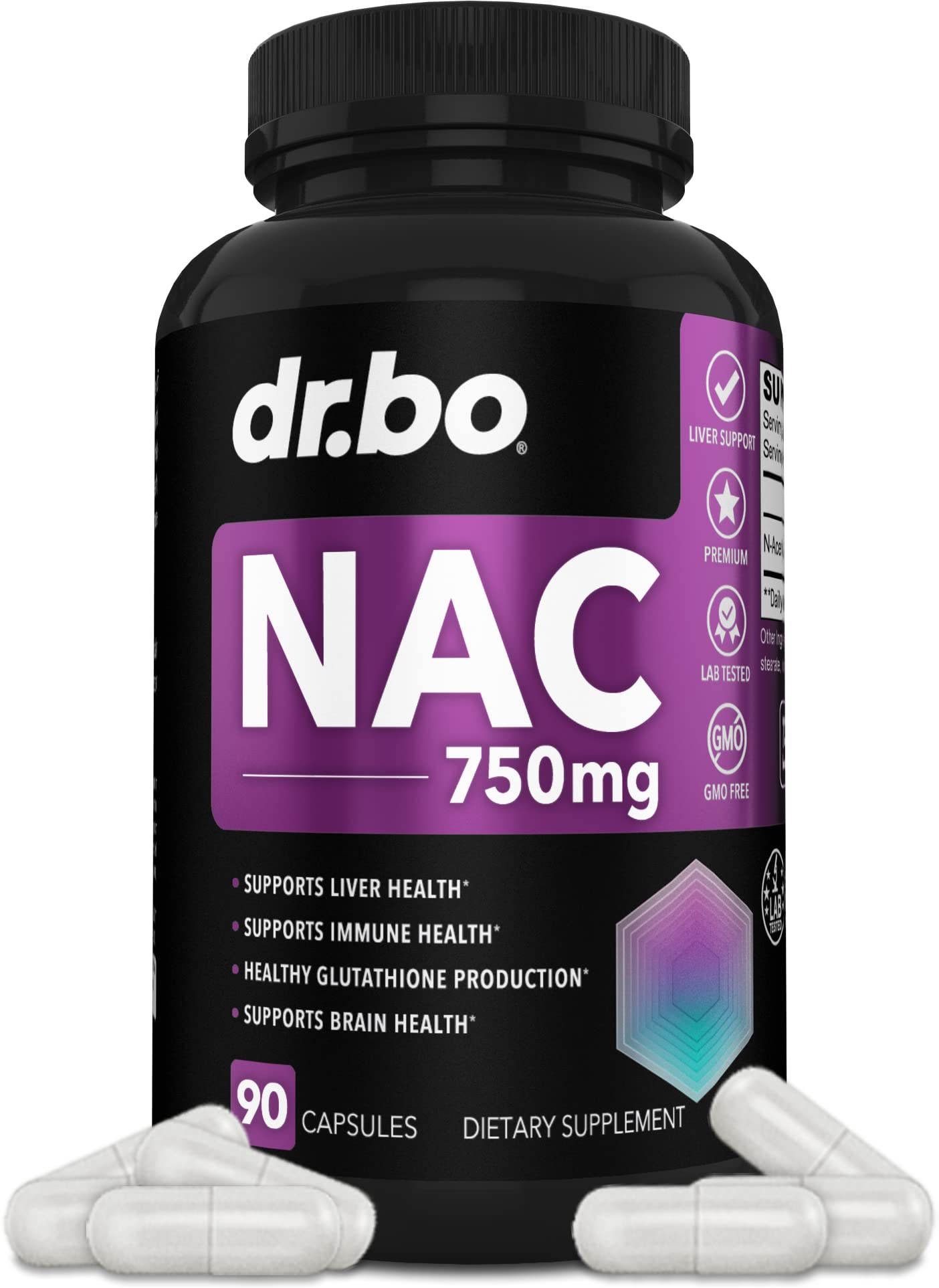 DR. BO NAC Supplement N-Acetyl Cysteine Capsules - 750mg, 90 Capsules