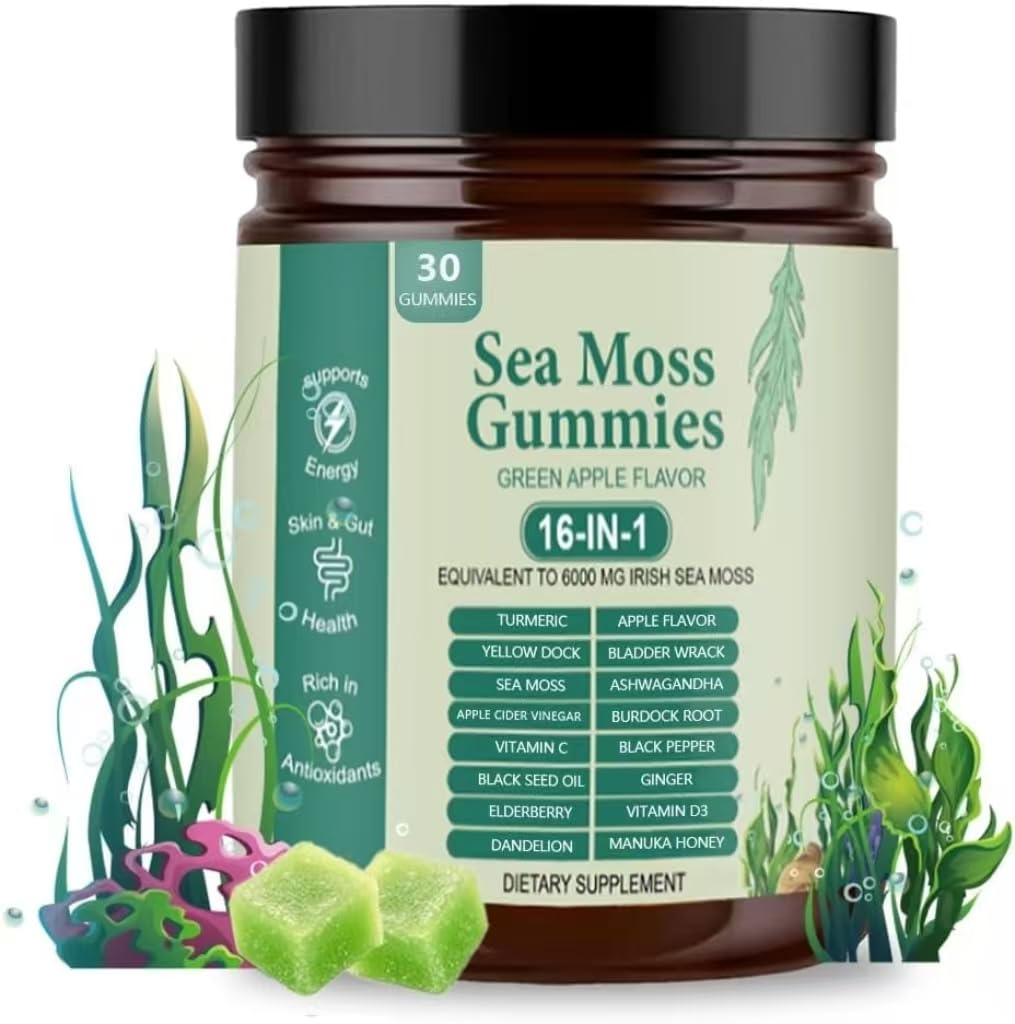 FW ZONE Sea Moss Gummies 16-in-1 with Black Seed Oil, Ashwagandha, 60 Gummies