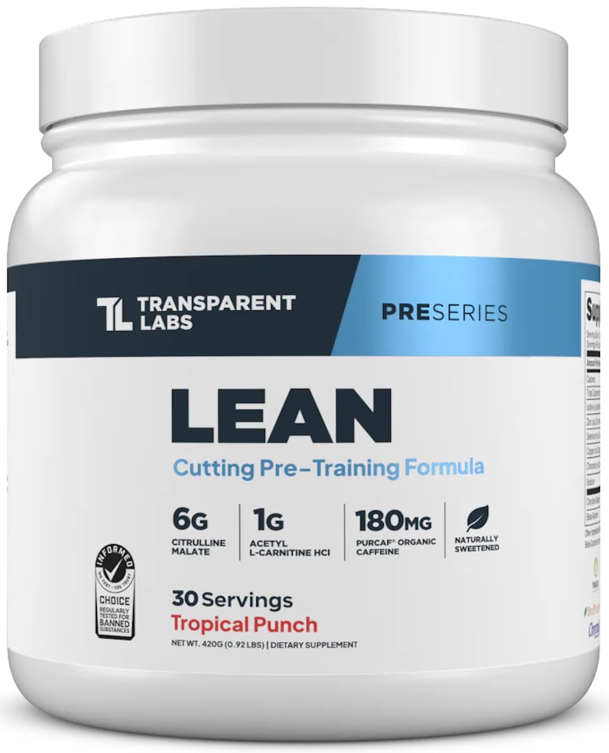 Transparent Labs Lean Pre-Workout Powder 14.72